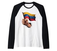 Venezuela Flag Fist Hand Graphic Venezuelan Pride Roots Raglan Baseball Tee