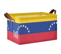 Venezuela Flag Large Foldable Fabric Storage Basket with Handles Closet Organizer Bookshelf Bookcase for Bedroom Living Room Home Organization Baskets for