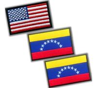 Venezuela Flag Patch 3 Pack - USA & Venezuelan Flags with Hook and Loop
