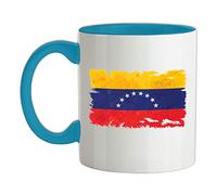 Venezuela Grunge Style Flag - 11oz - Ceramic Two-Tone Mug for Coffee/Tea - Babyblue/White - One Size