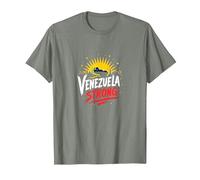 Venezuela Strong: Patriotic Skyline Sunset Pride T-Shirt, Men, Olive Heather, XXL