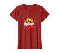 Venezuela Strong: Patriotic Skyline Sunset Pride T-Shirt, Women, Cranberry, 3XL
