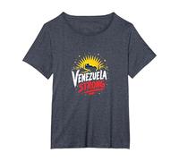 Venezuela Strong: Patriotic Skyline Sunset Pride T-Shirt, Women's Plus, Heather Blue, 1X