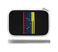 Venezuela U.S. Flag Country Pride Pencil Case Holder Pouch Stationery Pen Bag PU Leather Organizer