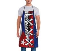 Venezuela Venezuelian And Cuba Cuban Flag Wavy Combine Unisex Kitchen Apron Adjustable Bib Aprons Waterproof Apron For Coffee House Cooking Chef