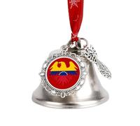 Venezuelan Ea-gles Flag Christmas Jingle Bells Hanging Ornament with Red Rope Pendant Souvenir for Xmas Tree Decoration Wing Bell