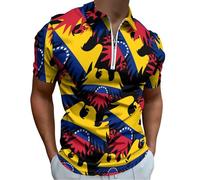 Venezuelan Ea-gles Flag Golf Shirts for Men Short Sleeve Poloshirt Collared Casual Mens Tees