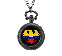 Venezuelan Ea-gles Flag Vintage Pocket Watch with Chain Classic Numerals White Dial