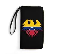 Venezuelan Ea-gles Flag Women's Wallet Leather Coin Purse with Hand Strap Travel Long Wallets Credit Card Holder for Daily Use Gifts