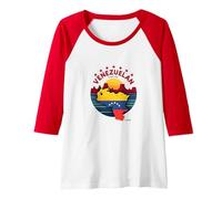 Venezuelan Pride: Patriotic Sunset Landscape Emblem Raglan Baseball Tee, Women, Red/White, L