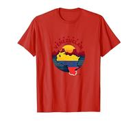 Venezuelan Pride: Patriotic Sunset Landscape Emblem T-Shirt, Men, Red, M
