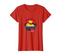 Venezuelan Pride: Patriotic Sunset Landscape Emblem T-Shirt, Women, Red, XXL
