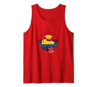 Venezuelan Pride: Patriotic Sunset Landscape Emblem Tank Top, Men, Red, M