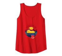 Venezuelan Pride: Patriotic Sunset Landscape Emblem Tank Top, Women, Red, M