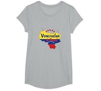 Venezuelan & Proud Patriotic Flag Map Emblem T-Shirt, Girls, Heather Grey, Small