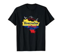 Venezuelan & Proud Patriotic Flag Map Emblem T-Shirt, Men, Black, 6XL