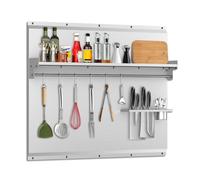 VENFAN 48 x 30 Inch Stainless Steel Backsplash with Storage Shelf & Hanging Rack, Range Hood Stainless Steel Backsplash for Stove, Range Hood Wall Shield with Pre-Drilled Holes