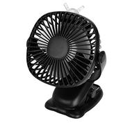 Venforze Clip on Fan, 6000mAh Rechargeable Pram Fan Mini Personal Desk Fan USB fan, 4 Speed 360° Rotation Cooling Desktop Fans for Baby Stroller Pushchairs Offices (Black)