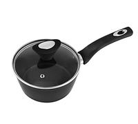 Venga! 16 cm Saucepan with Lid, 1.3 L Capacity, Non-Stick Coated, Dishwasher Safe, Turbo-Induction Bottom, Soft-Touch Ergonomic Handles, Black/Silver, VG POT 3010