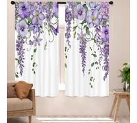 Vengaot Purple Floral Butterfly Lilac Window Curtains 42W X 63L Inches 2 Panels Rod Pocket Spring Flower Summer Girls Nature Garden Plant Window Drapes Treatment Living Room Bedroom Curtains Decor