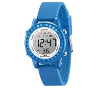 Venhoo Kids Watch Silicone Colorful Flashing Light-Up Outdoor Sport LED Electrical Toddler Wrist Watch with Alarm Stopwatch for 3-12 Ages Little Girls Boys Child, New Blue