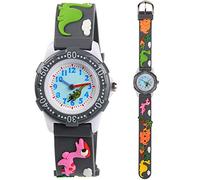 Venhoo Kids Watches Analog 3D Cartoon Waterproof Sport Children Toddler Wrist Watches Gifts for 3 4 5 6 7 8 9 10 11 12 Ages Girls Little Boys Child, Grey Dinosaur, Child