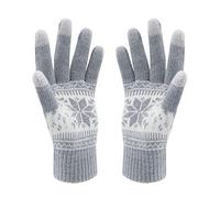 VENI MASEE Winter Lover Snow Print Keep Warm Touch Screen Gloves - Women, A1-womengrey, 20CM