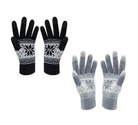 VENI MASEE Winter Lover Snow Print Keep Warm Touch Screen Gloves - Women, A1-womengrey, 20CM