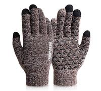VENI MASEE Winter Touch Screen Anti-Slip Gloves for Women and Men Knit Thermal (Coffee & White, M)
