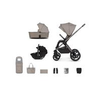 Venicci Upline 2 | 3in1 Premium Travel System with Car Seat and Accessories. Includes Pushchair, Carrycot and Tiago Car Seat | 10 Piece Bundle (Taupe)