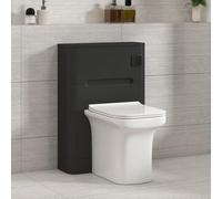 Venice 550mm Matt Black Bathroom Back to Wall WC Unit with Crosby BTW Rimless Toilet Pan + Soft Close Seat & Concealed Cistern