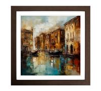Venice Abstract Art No.1 Framed Print | 18x18 Inch Walnut Framed Wall Art | Ready to Hang | Abstract Fantasy Picture | Living Room Bedroom Lounge Office