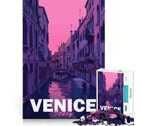 Venice Aesthetic City 1000 Piece Jigsaws for Adults Brain Recall Game Tight Interlock No Gaps Calming Mental Break Activity (38x26cm)