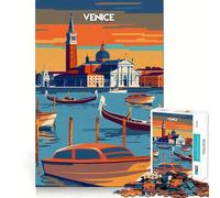 Venice at Dusk 1000 Adult Pieces Jigsaw Puzzle Mind Challenge Toy Neat Cut Perfect Alignment Family Fun Night Activity (38x52cm)