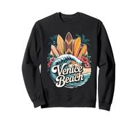 Venice at the Beach Surfboards and Palm Tree Artwork Sweatshirt