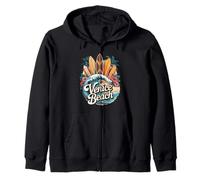 Venice at the Beach Surfboards and Palm Tree Artwork Zip Hoodie