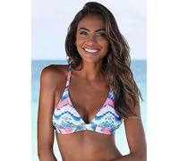 Venice Beach Batik Print Triangle Bikini Top Blue / Orange