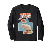 Venice-Beach California Holiday Pelican Graphic Surfing Long Sleeve T-Shirt