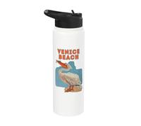 Venice-Beach California Holiday Pelican Graphic Surfing Stainless Steel Insulated Water Bottle