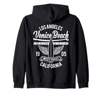 Venice Beach California Retro Vintage Surf Design Zip Hoodie