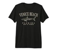 Venice Beach Florida Shark Fishing Vintage Ivory Letters Premium T-Shirt