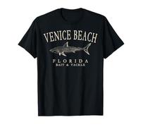 Venice Beach Florida Shark Fishing Vintage Ivory Letters T-Shirt