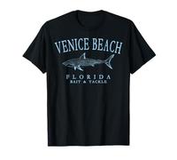Venice Beach Florida Shark Vintage Fishing Cyan Letters T-Shirt