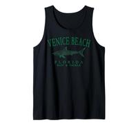 Venice Beach Florida Shark Vintage Green Art Fishing Tank Top