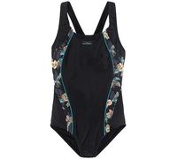 Venice Beach Kids Floral Print Racerback Swimsuit Black Print
