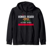 Venice Beach Retro California Bear Flag Design - Vintage 70s Zip Hoodie