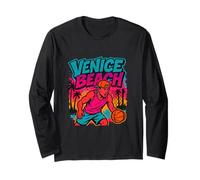 Venice Beach Streetball 90s Style Graffiti Basketball Graphi Long Sleeve T-Shirt