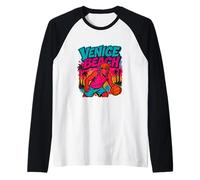 Venice Beach Streetball 90s Style Graffiti Basketball Graphi Raglan Baseball Tee