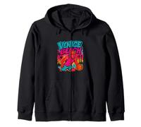 Venice Beach Streetball 90s Style Graffiti Basketball Graphi Zip Hoodie