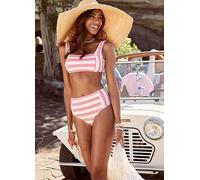 Venice Beach Stripe Bustier Bikini Set Pink Stripe